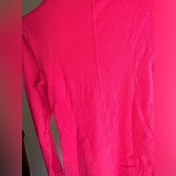 Free People JoJo Long Sleeve Thermal Waffle Knit Top In Hot Pink Size Small - Picture 6 of 16
